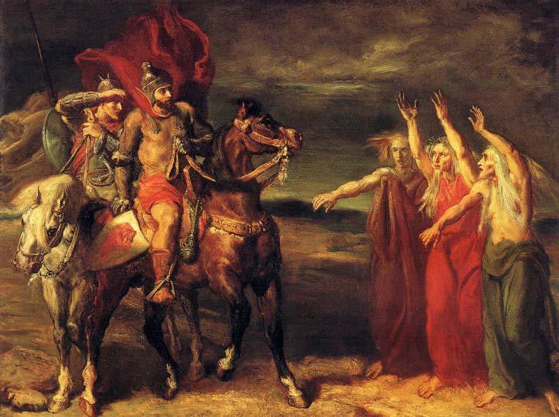 Theodore Chasseriau Macbeth and Banquo meeting the witches on the heath.